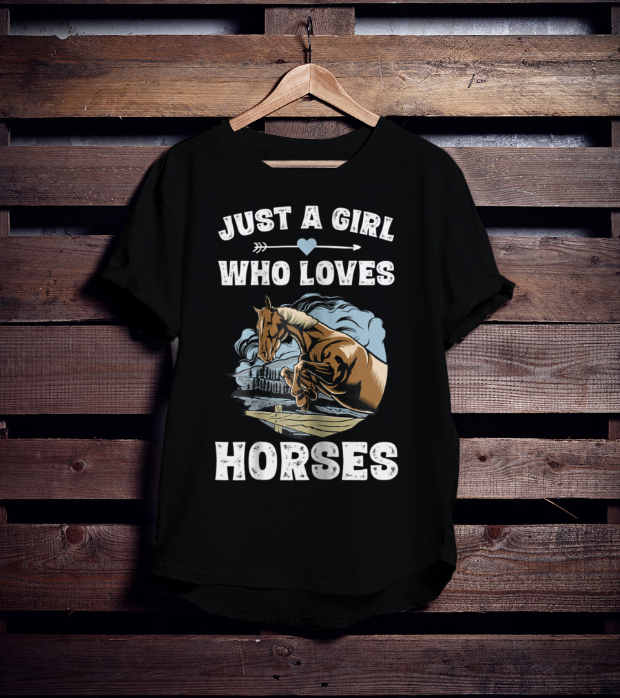 Just A Girl Who Loves Horses Racing Riding Equestrian T-Shirt