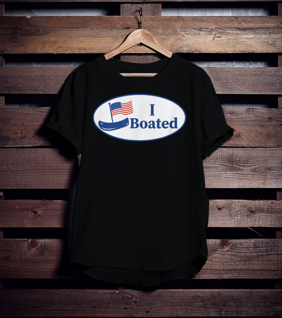 I Boated Sticker With American Flag And Canoe T-Shirt