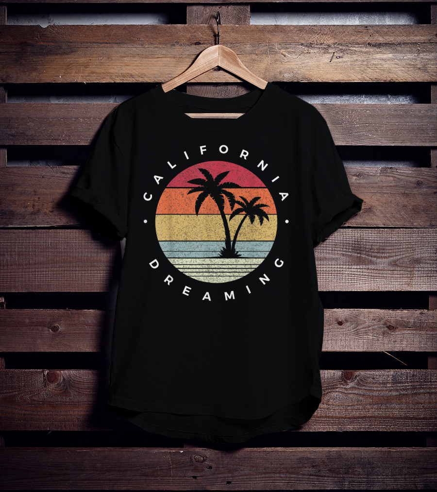 California Dreaming Retro Palm Trees Fun Family Vacation T-Shirt