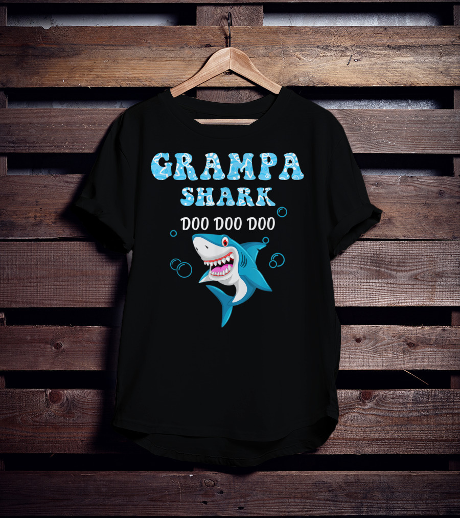 Grampa Shark Doo Doo Doo Playful Cartoon Shark T-Shirt