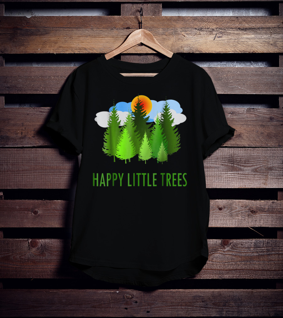 Happy Little Trees Bob Style Forest Sun And Clouds T-Shirt