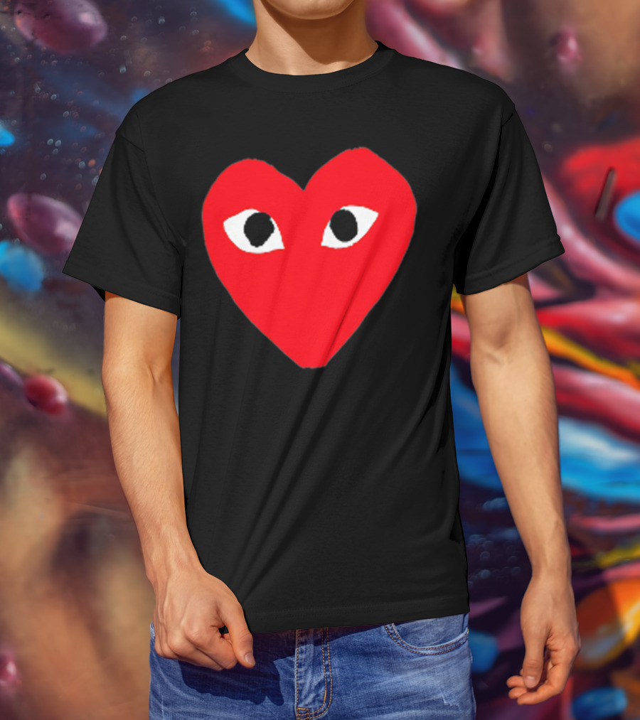 Heart For Comme Lovely In The Des - Comme Des Garçons Inspired Red Heart With Eyes T-Shirt