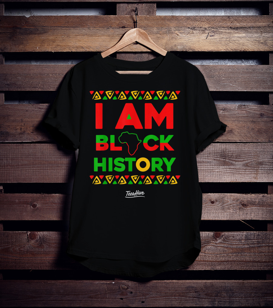 I Am Black History African American Black Pride Africa Map TeesHive T-Shirt