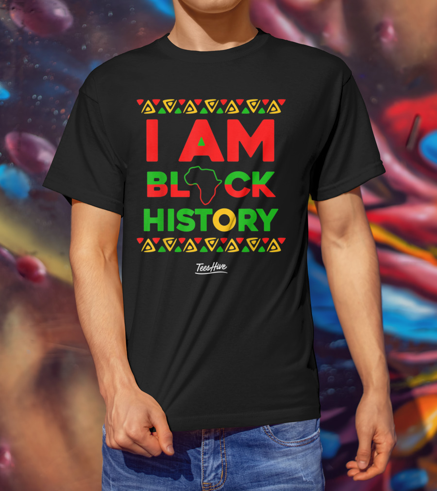 I Am Black History African American Black Pride Africa Map TeesHive T-Shirt