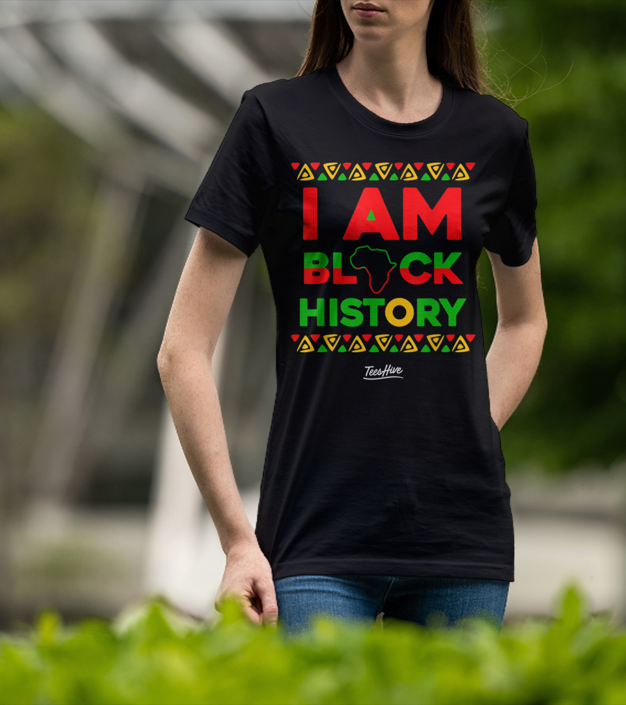 I Am Black History African American Black Pride Africa Map TeesHive T-Shirt