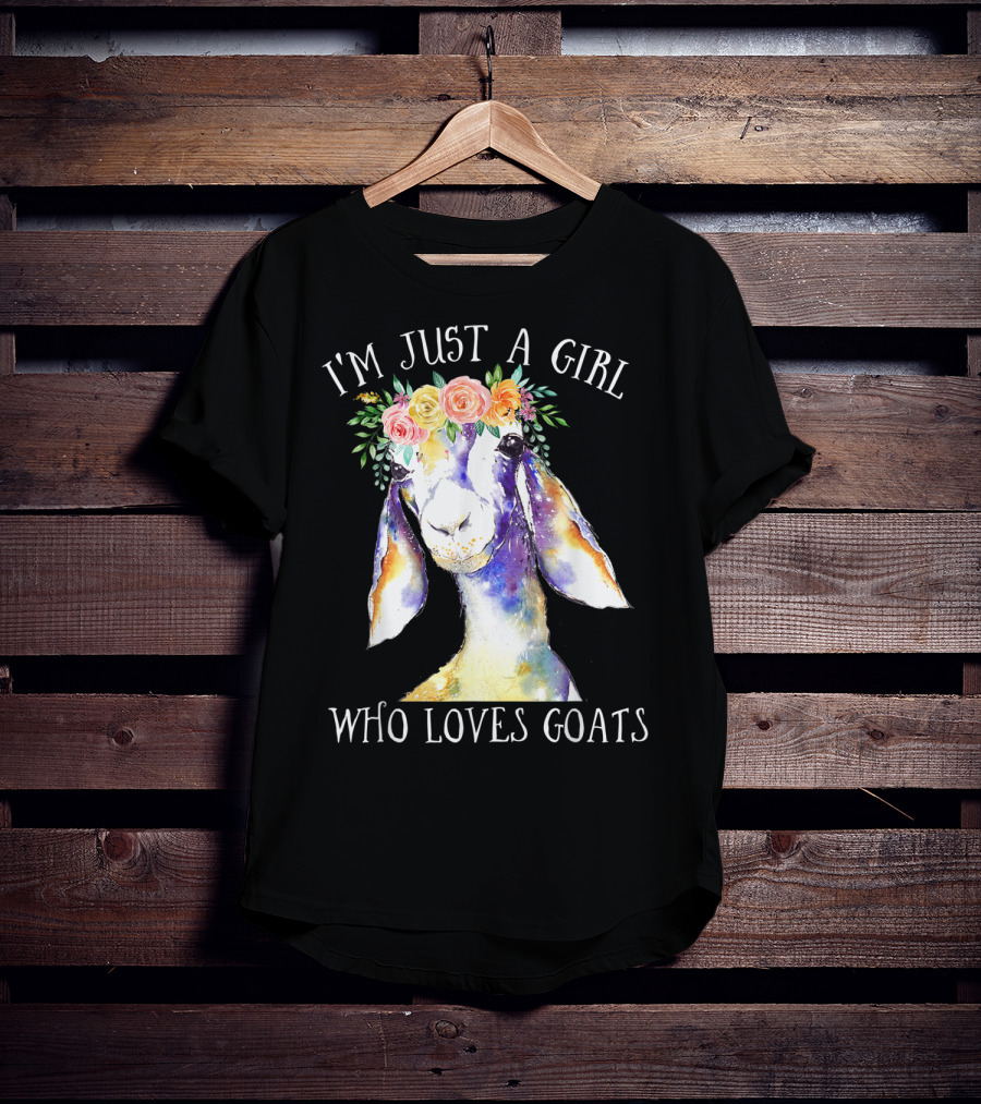 I'm Just A Girl Who Loves Goats Floral Paint Flower Crown T-Shirt