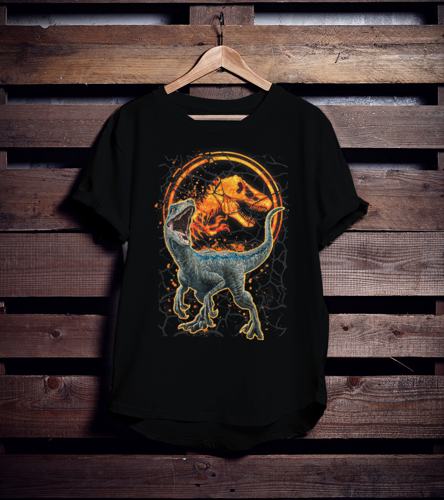 Jurassic World Blue Raptor With Magma T-Rex T-Shirt
