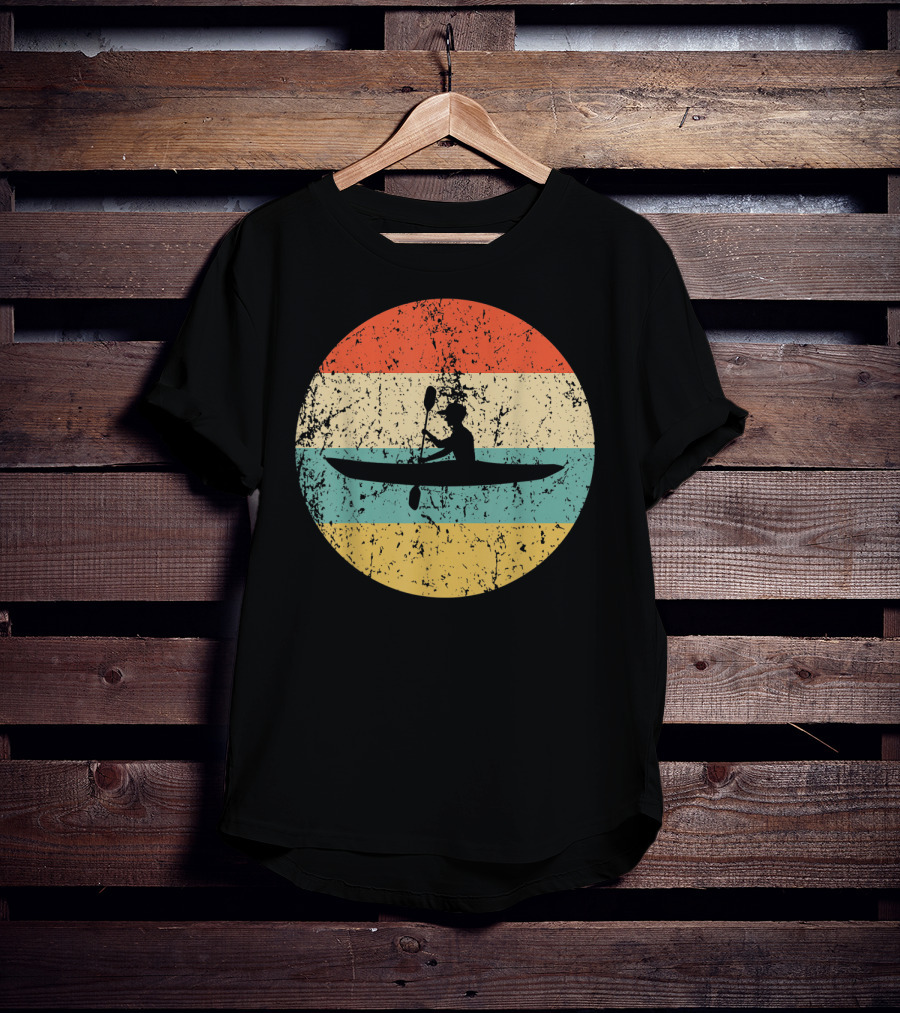 Kayaking Vintage Kayak Retro Silhouette Paddle Adventure T-Shirt