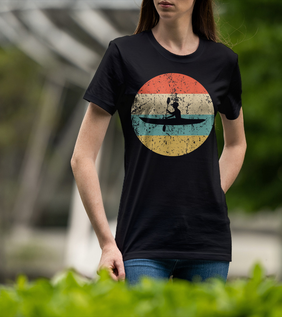 Kayaking Vintage Kayak Retro Silhouette Paddle Adventure T-Shirt