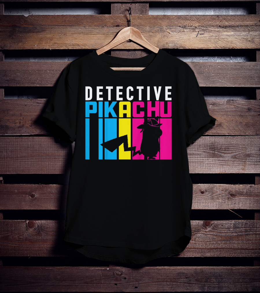 Detective Pikachu Silhouette Color Blocks Kids Pikachu T-Shirt
