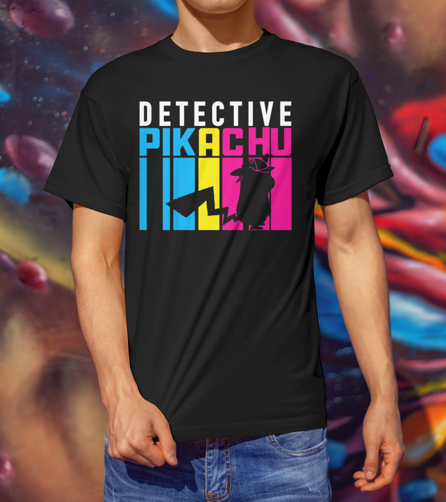 Detective Pikachu Silhouette Color Blocks Kids Pikachu T-Shirt