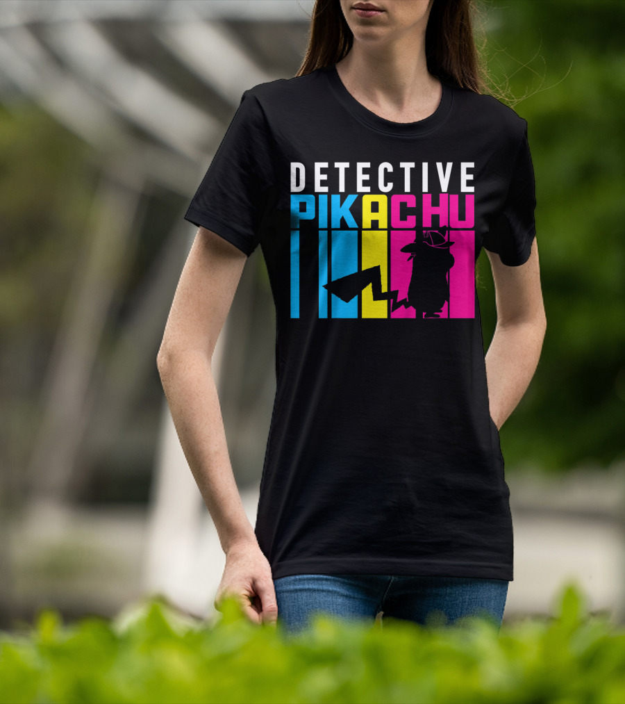 Detective Pikachu Silhouette Color Blocks Kids Pikachu T-Shirt