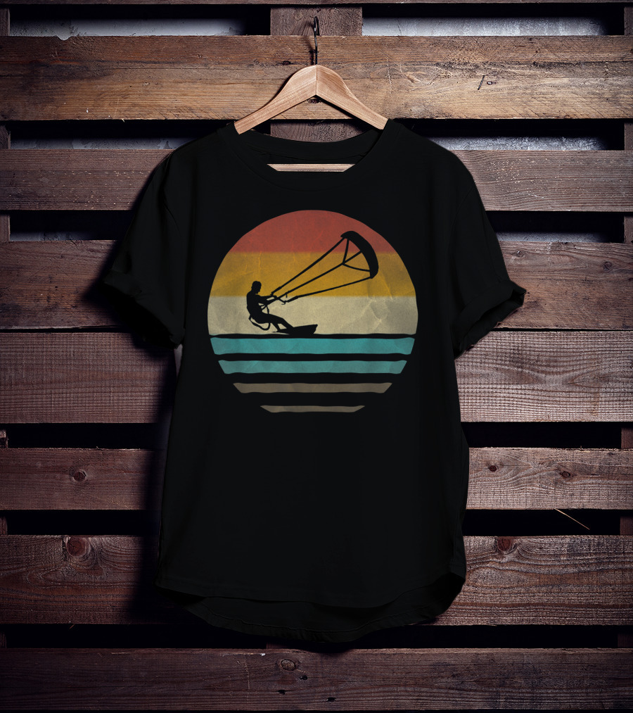 Kiteboarding Vintage Distre Sunset Retro Stripes T-Shirt