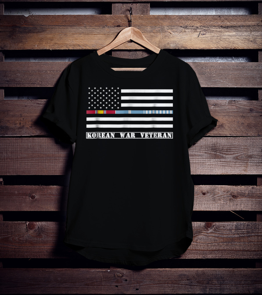 Korean War Veteran Thin Line American Flag T-Shirt