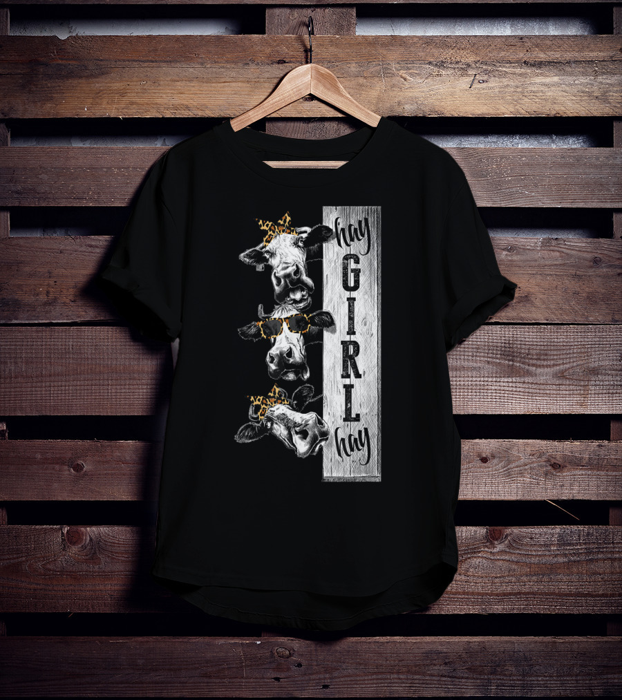Leopard Bandana Cow Hay Girl Hay Heifer Trio T-Shirt