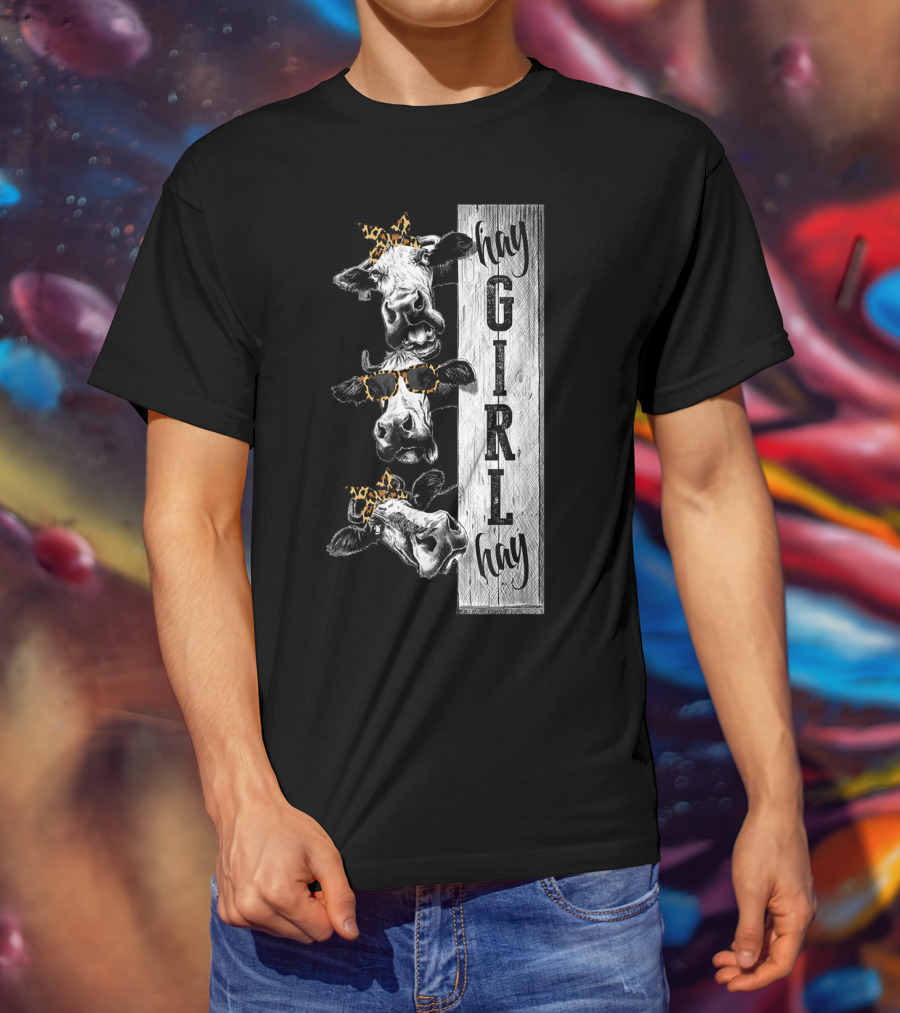 Leopard Bandana Cow Hay Girl Hay Heifer Trio T-Shirt