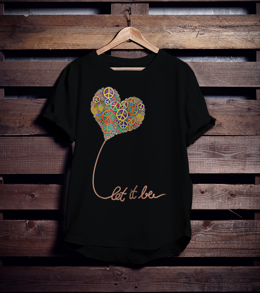 Let It Be Peace Symbol Heart Flowers T-Shirt