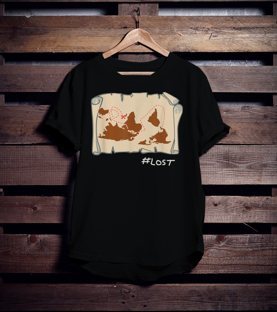 Upside Down Map With X Marks The Spot LOST T-Shirt