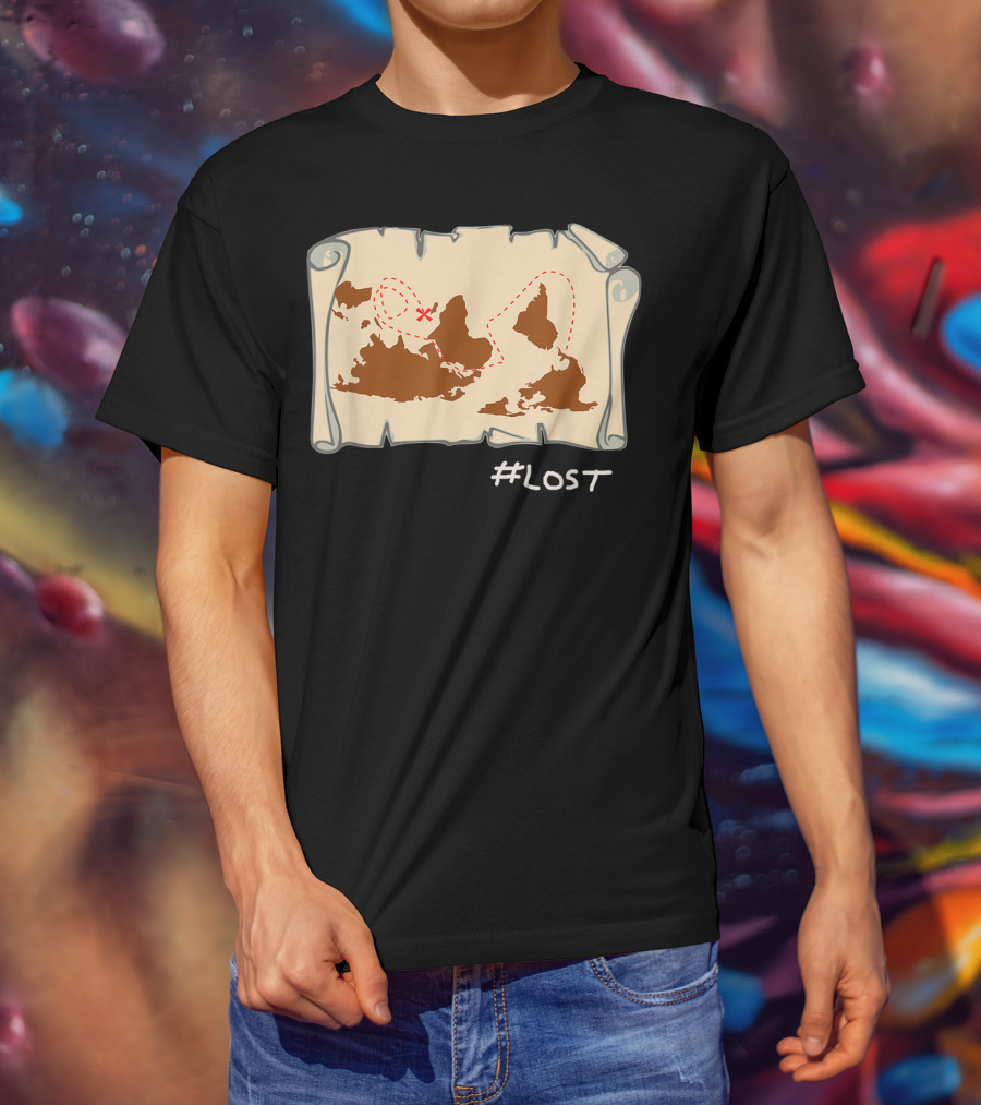 Upside Down Map With X Marks The Spot LOST T-Shirt