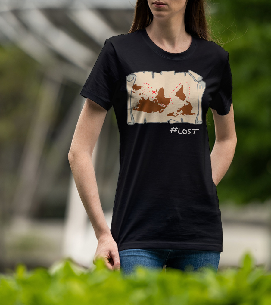 Upside Down Map With X Marks The Spot LOST T-Shirt