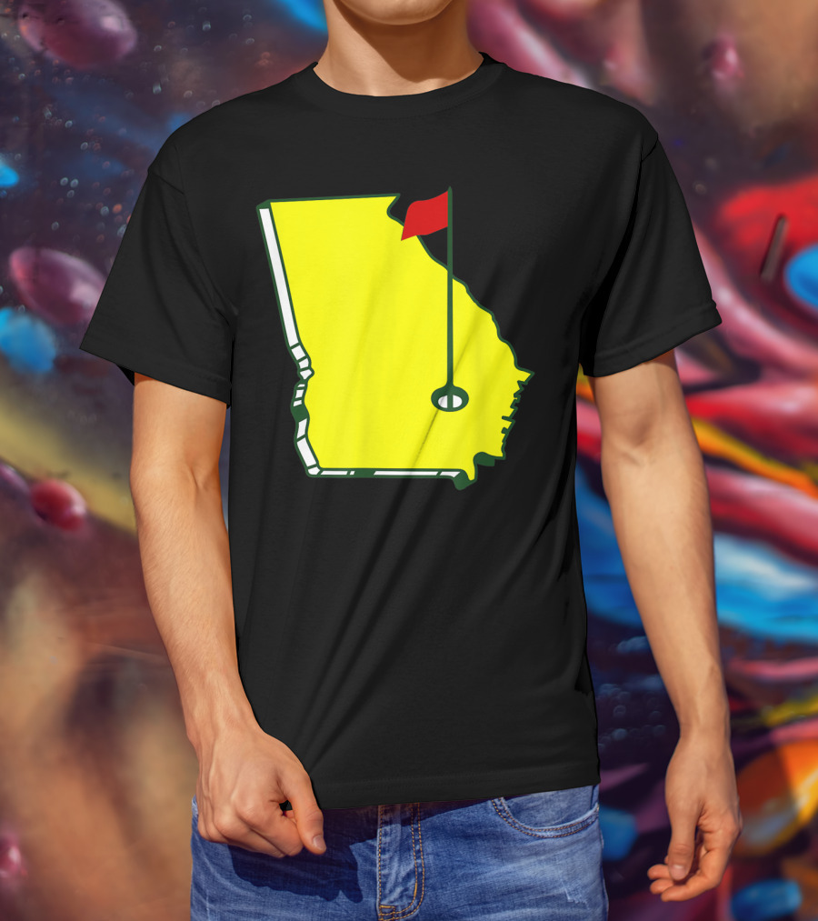 Master Golf Georgia State Map Red Flag T-Shirt