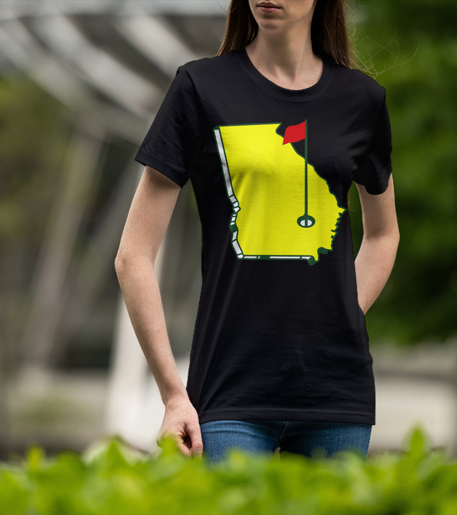 Master Golf Georgia State Map Red Flag T-Shirt