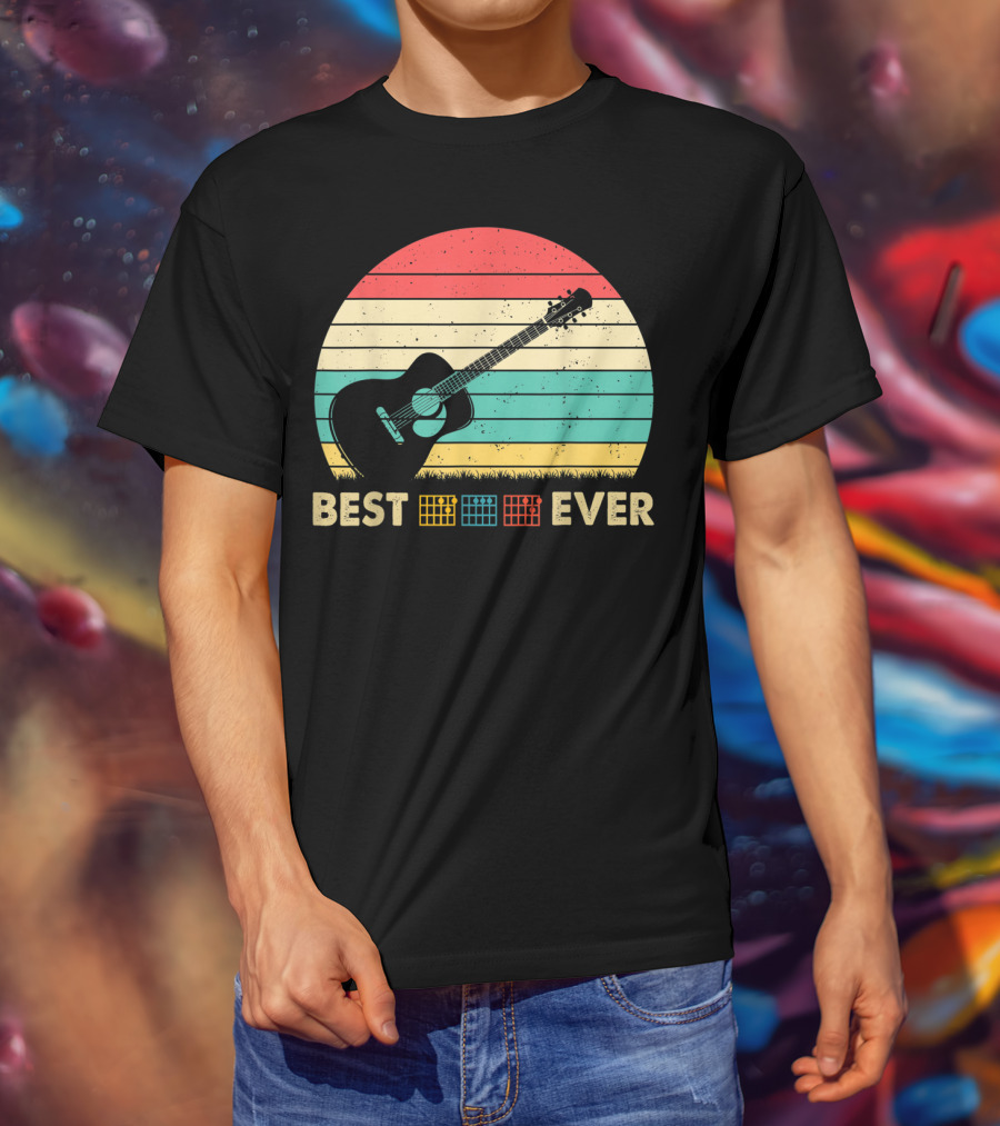 Mens Best Guitar Dad Ever Music Vintage T-Shirt