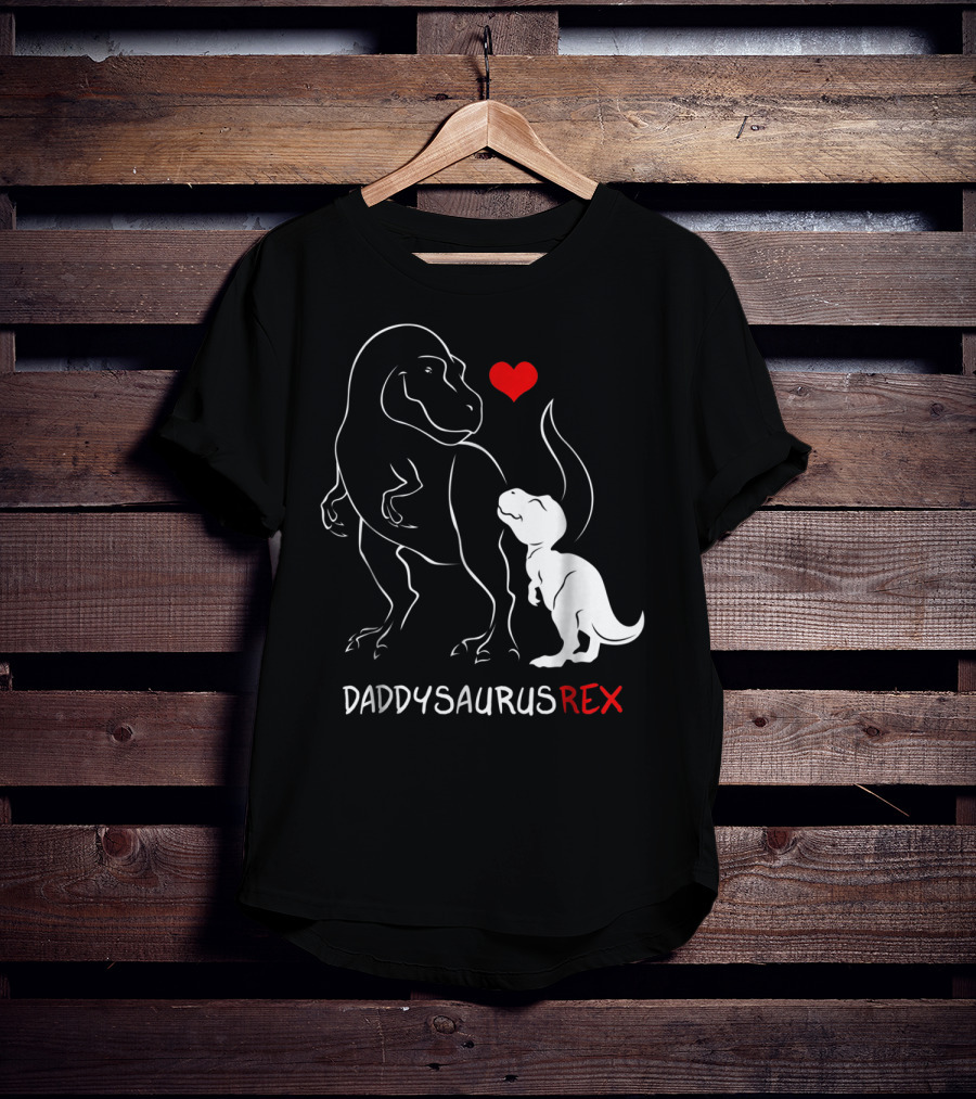 Daddysaurus Rex Dinosaur Heart Mens Daddy Saurus T-Shirt