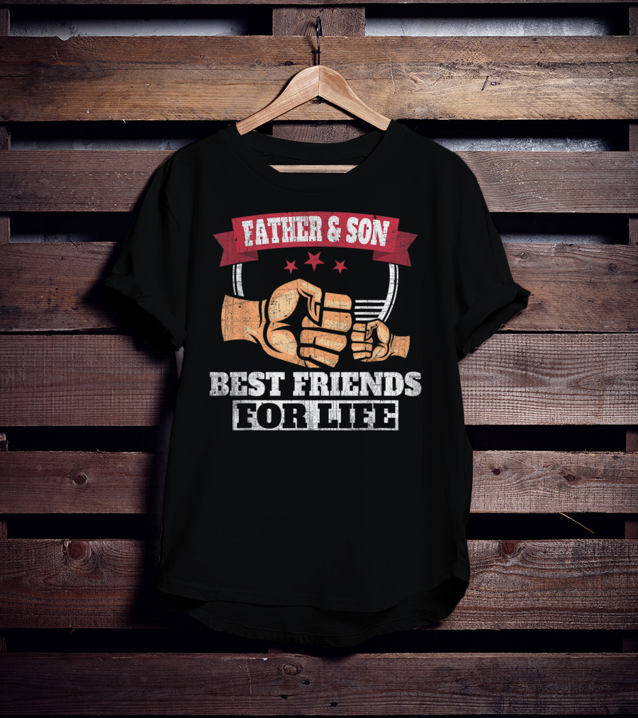 Father And Son Best Friends For Life Fist Bump Trio Stars T-Shirt