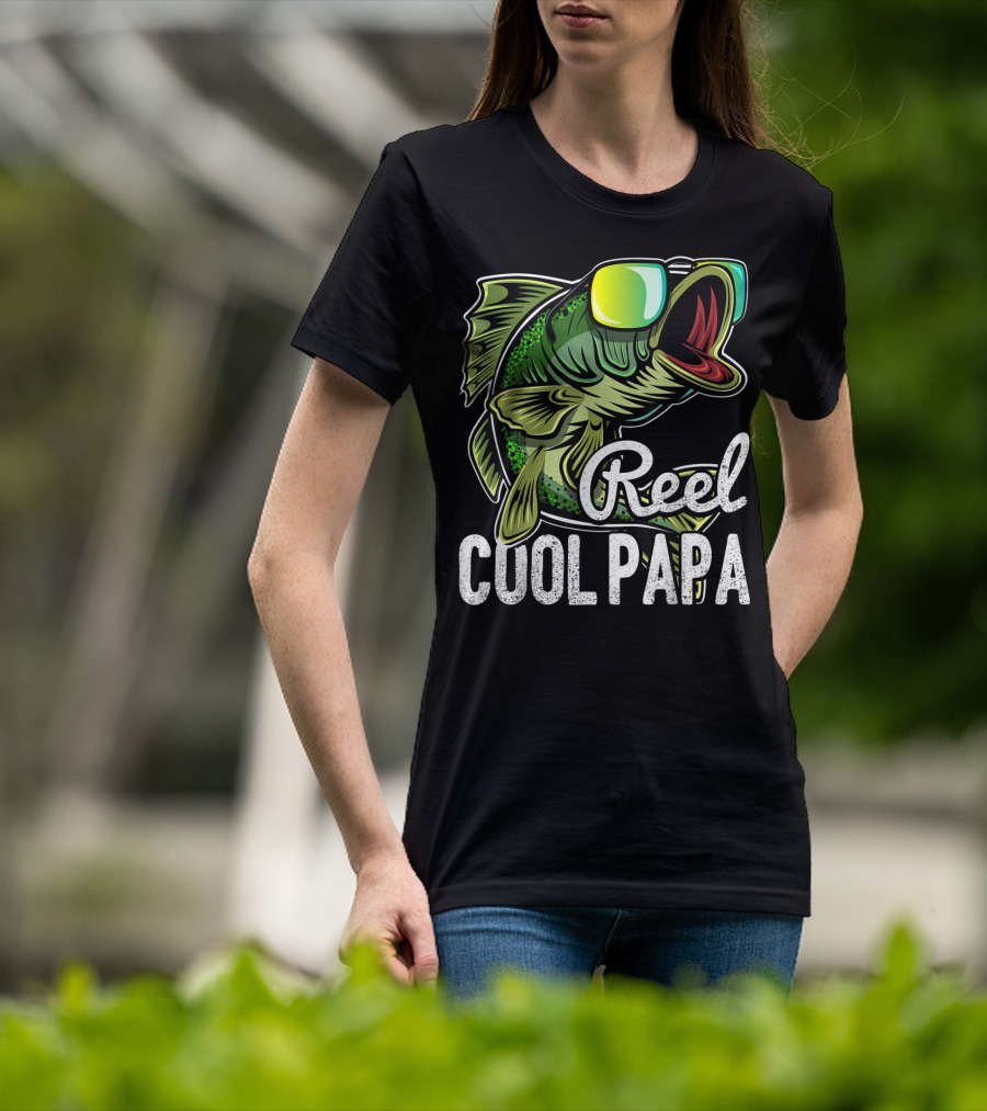 Mens Reel Cool Papa Fishing Sunglasses Father's T-Shirt