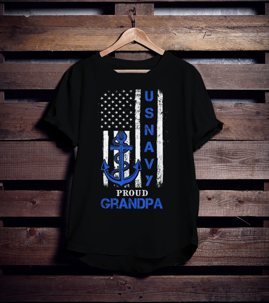 US Navy Flag Anchor Proud Grandpa T-Shirt