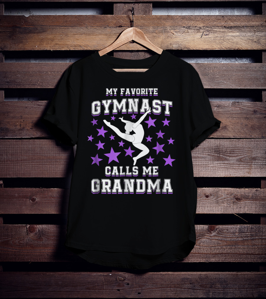 My Favorite Gymnast Calls Me Grandma Gymnast Star Pattern Leaping T-Shirt