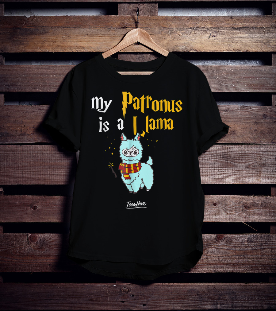 My Patronus Is A Llama Funny Llama Lover Magic Wand Scarf TeesHive T-Shirt