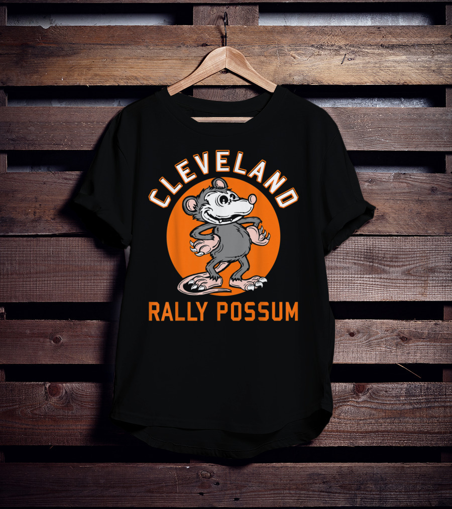 Cleveland Rally Possum Baseball Team Spirit Orange Background T-Shirt