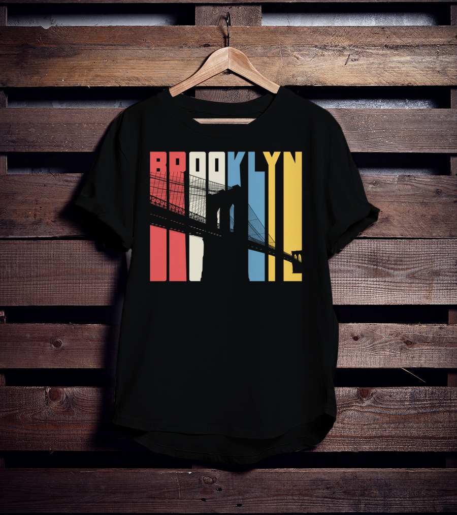 Brooklyn Bridge New York City Red Blue Yellow T-Shirt