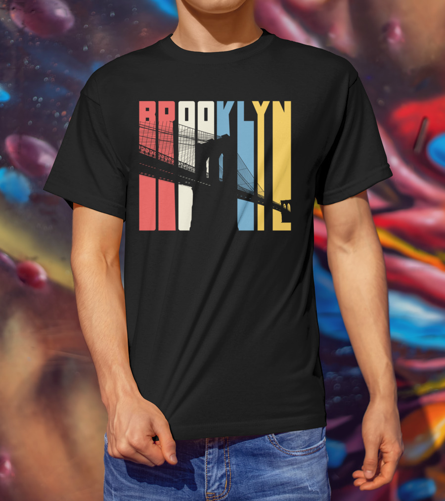 Brooklyn Bridge New York City Red Blue Yellow T-Shirt