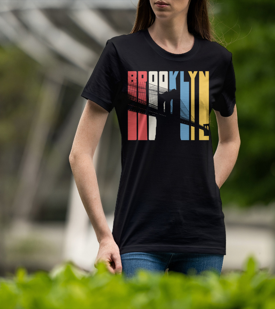 Brooklyn Bridge New York City Red Blue Yellow T-Shirt