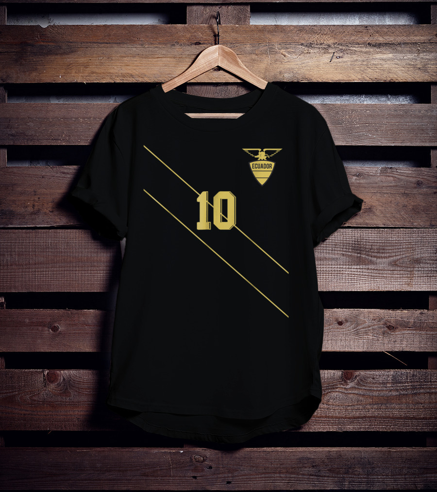Retro Ecuador Soccer Jersey Futbol Camiset Number 10 Yellow Ecuador Crest T-Shirt