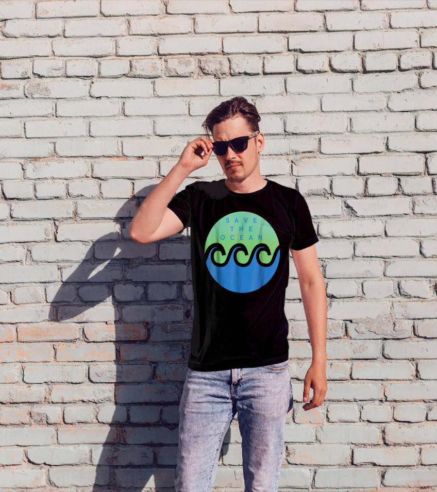 Save The Ocean Stop The Pollution Of Our Seas Waves Circle T-Shirt