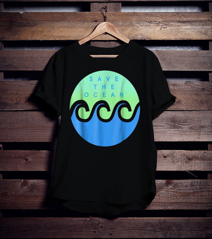Save The Ocean Stop The Pollution Of Our Seas Waves Circle T-Shirt