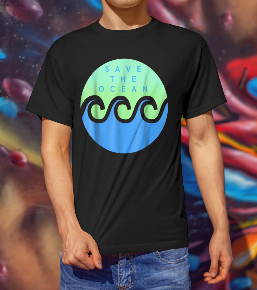 Save The Ocean Stop The Pollution Of Our Seas Waves Circle T-Shirt
