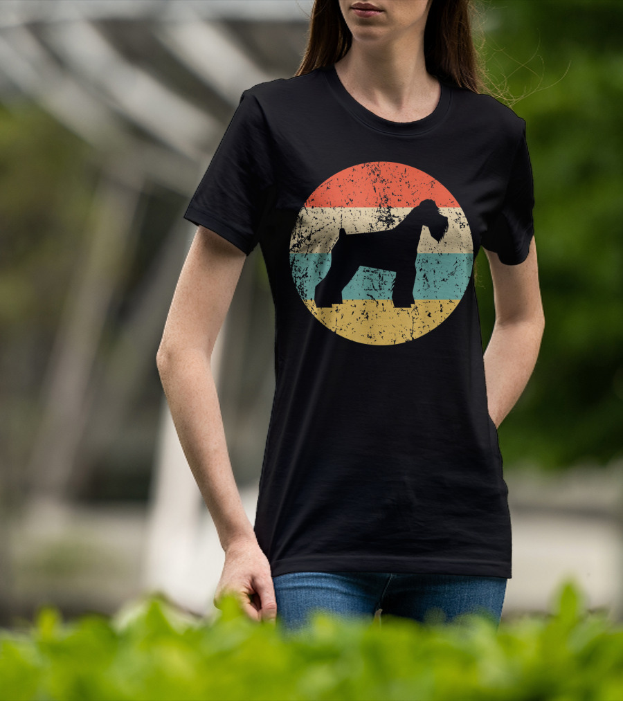 Retro Striped Schnauzer Silhouette Vintage Dog Profile T-Shirt