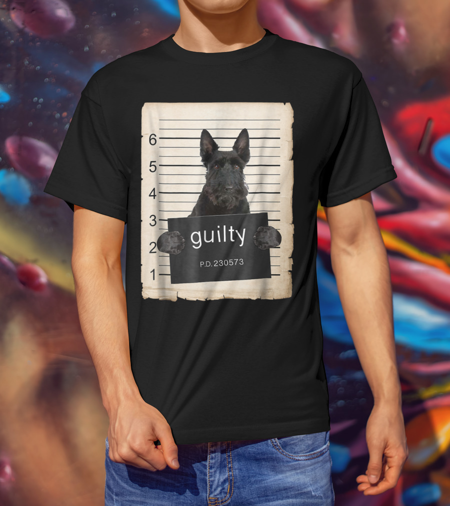 Scottish Terrier Mugshot Guilty Dog P.D. 230573 T-Shirt