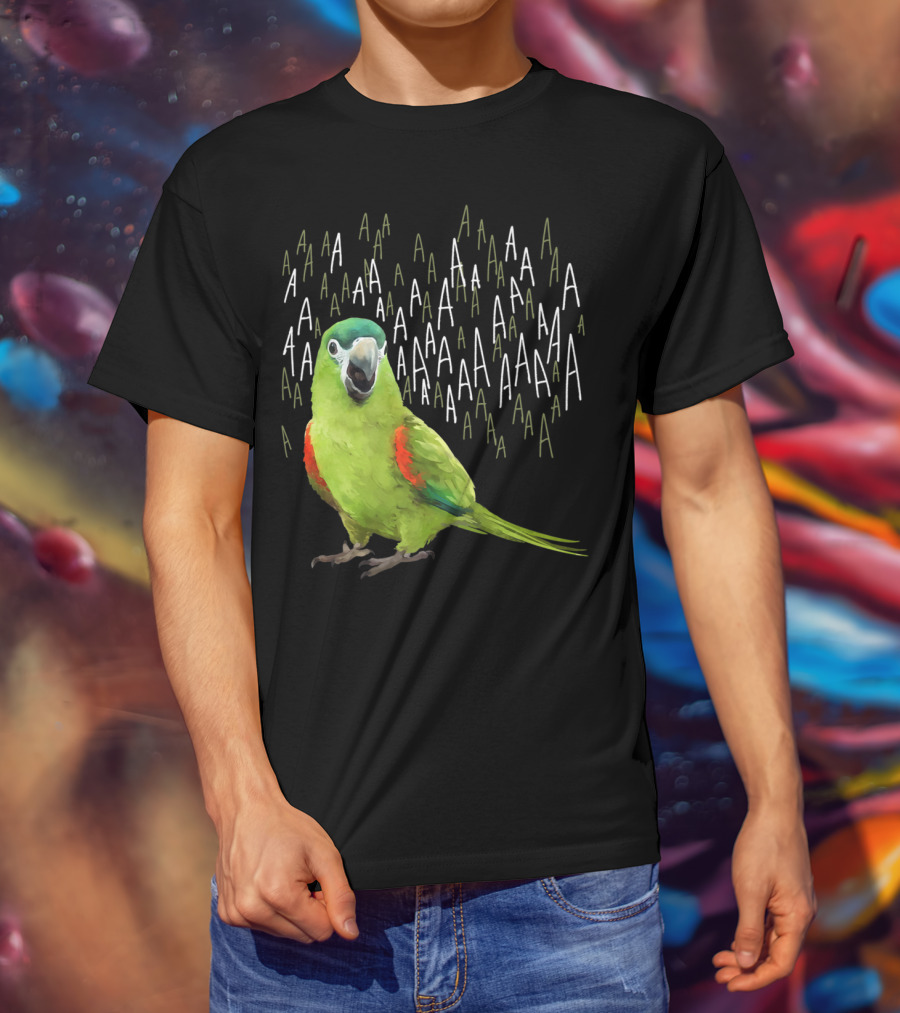 Screaming Hahn's Macaw AAAA Repeated Green And Red Parrot T-Shirt