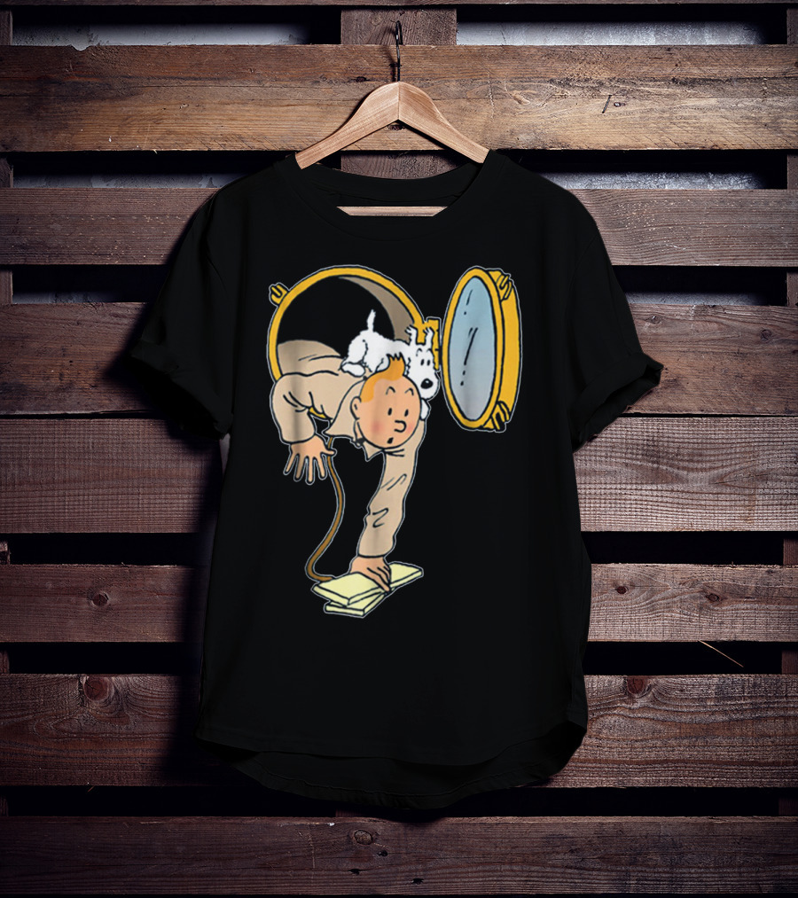 Tintin And Snowy Emerging From Submarine Porthole T-Shirt