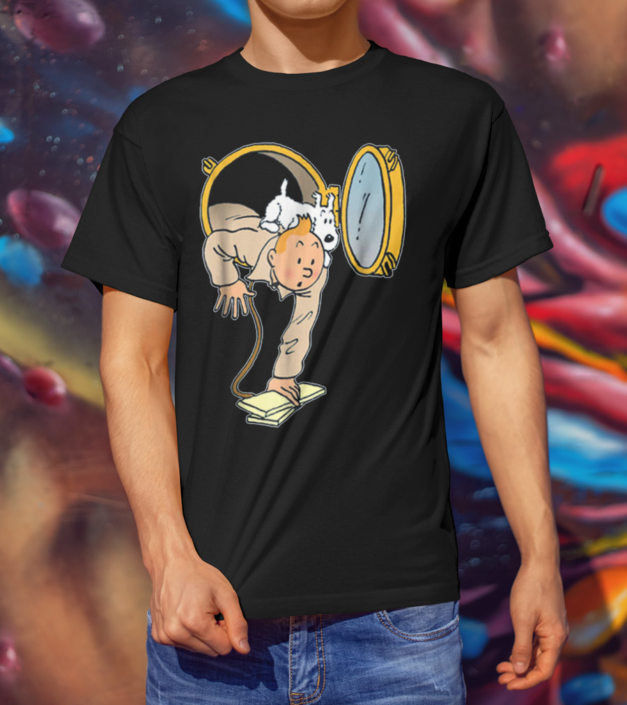 Tintin And Snowy Emerging From Submarine Porthole T-Shirt