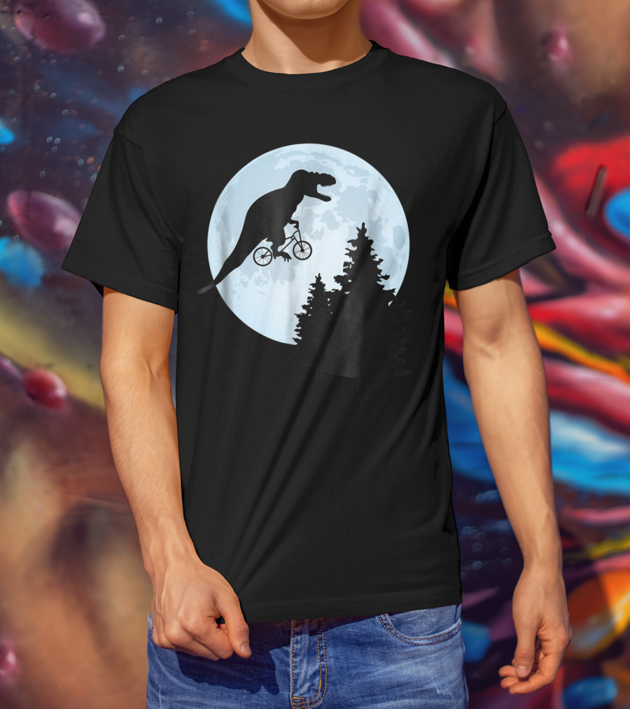 T Rex Bicycle Moon Ride For Funny Rex Lovers T-Shirt