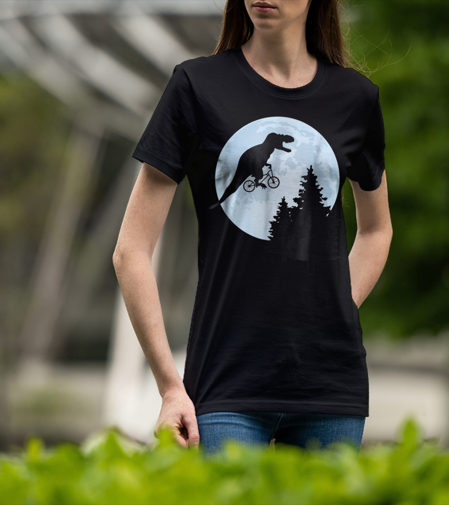 T Rex Bicycle Moon Ride For Funny Rex Lovers T-Shirt