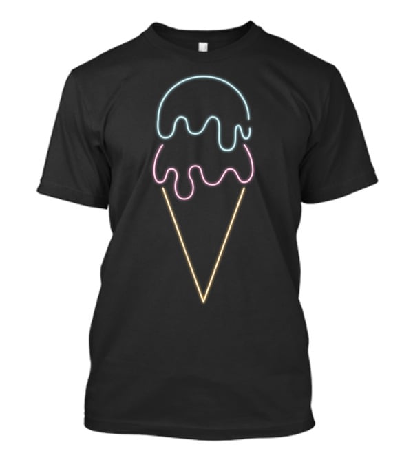 Ice Cream Lover Funny Neon Ice Cream Cone T-Shirt
