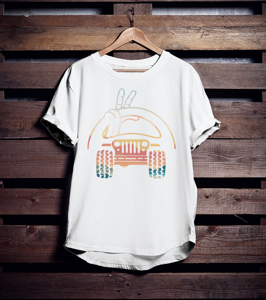 Jeep Wave Peace Sign Retro Vintage Look T-Shirt